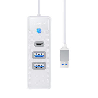 Orico Rozbočovací adaptér USB na 2x USB 3.0 + USB-C, 5 Gb/s, 0,15 m (bílý)