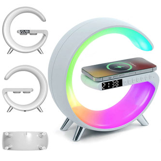 Multifunkční lampa s 15W QI bezdrátovou nabíječkou a Bluetooth reproduktorem Alogy Smart RGB Night Lamp White