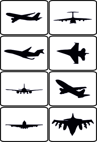 ARTEMISS Sada šablonek - letadla a stíhačky 512 Rozměr: F 8ks - 6,5x9cm