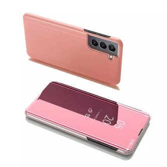 Flipový kryt Clear View Case pro Samsung Galaxy S22 růžový