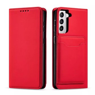 Pouzdro na magnetické karty pro Samsung Galaxy S22 (S22 Plus) Pouch Wallet Card Holder Red
