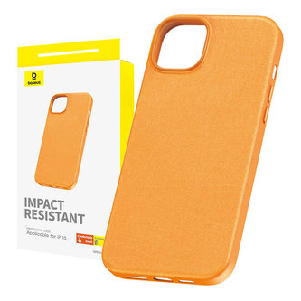 Phone Case for iPhone 15 Baseus Fauxther Series (Orange) Phone Case for iPhone 15 Baseus Fauxther Series (Orange)