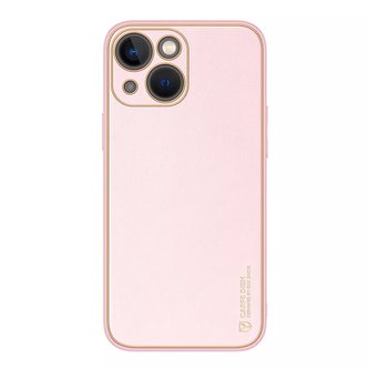 Pouzdro Dux Ducis Yolo iPhone 14 elegantní kryt z ekologické kůže růžové barvy