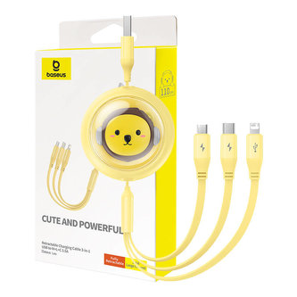 Charging Cable 3w1 Baseus USB to USB-C, USB-M, Lightning 3,5A, 1,1m (yellow)
