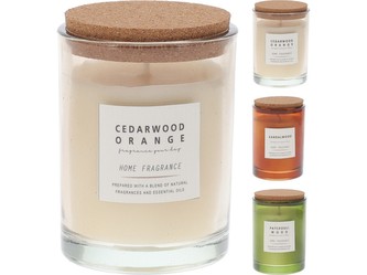 Svíčka ve skle 80x110mm vonná s korkovým víčkem Home Fragrance, mix barev