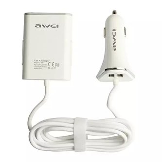 Autonabíječka AWEI C-400 9,6A 4xUSB High Speed ​​bílá/bílá