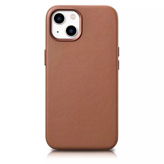 Kožený kryt iCarer Case pro iPhone 14 Plus Hnědý (kompatibilní s MagSafe)