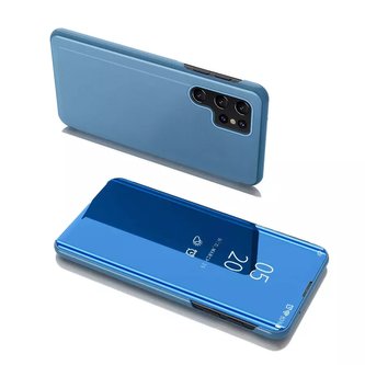 Flipový kryt Clear View Case pro Samsung Galaxy S22 Ultra modrý