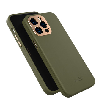 Moshi Napa Midnight - Kožené pouzdro pro iPhone 14 Pro Max (Juniper Green)