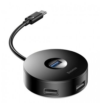 Baseus Round Box HUB Adaptér USB-C na 4x USB 1x micro Czarny