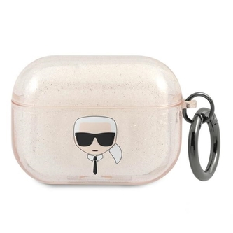 Karl Lagerfeld Karl Head Glitter - pouzdro na Airpods Pro (zlaté)