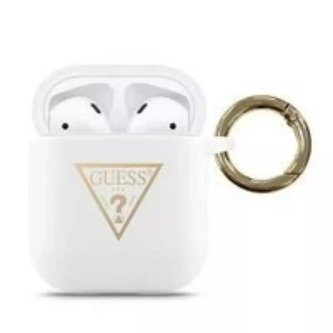 Guess GUACA2LSTLWH kryt AirPods bílé/bílé silikonové trojúhelníkové logo