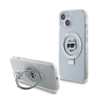 Karl Lagerfeld Ring Stand Choupette Head MagSafe - iPhone 15 Case (bílý)
