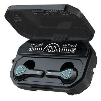 Bezdrátová sluchátka TWS Bluetooth 5.1 s nabíjecí stanicí Black Powerbank