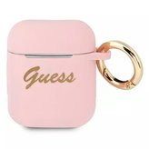 Guess GUA2SSSI kryt AirPods růžový / růžový silikonový Vintage Script