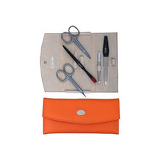 Credo Solingen Luxusní 5 dílná manikúra v koženkovém pouzdře Mandarino Europa woman