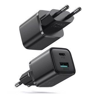 Joyroom l-qp207 2portová síťová nabíječka pd20w/qc3.0 černá