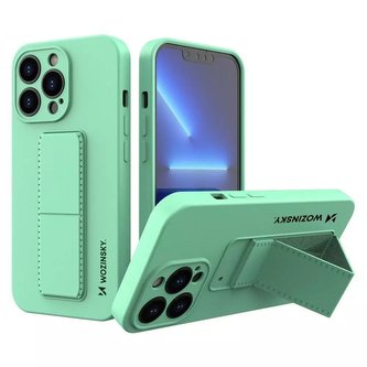 Wozinsky Kickstand Case silikonové pouzdro se stojánkem pro iPhone 13 Pro mint