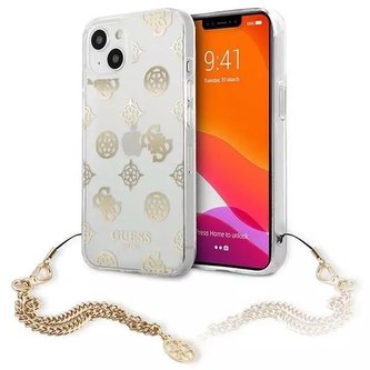 Guess GUHCP13SKSPEGO iPhone 13 mini 5,4" zlatý/zlatý pevný obal Peony Chain Collection