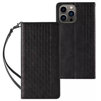 Magnet Strap Case Case pro iPhone 12 Pro Pouch Wallet Mini Lanyard Pendant Black