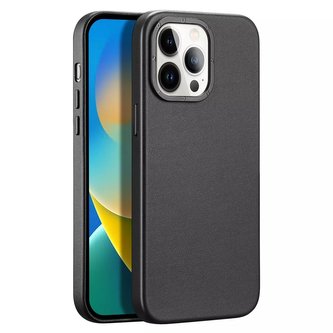 Kožený kryt Dux Ducis Grit pro iPhone 14 Pro Elegantní PU kožený kryt (kompatibilní s MagSafe) černý