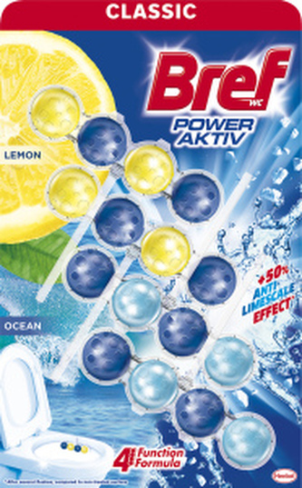 Bref WC blok Power Aktiv Lemon & Ocean tuhý 4× 50 g