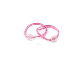 Gumička do vlasů s korálkem s broušenými kamínky růžová 2 ks