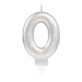 Świeczka cyferka 0 Sparkling Celebrations srebrna