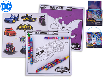 Batwheels omalovánky se samolepkami a voskovkami v papírové tašce 12ks v DBX
