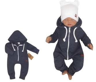 Z&Z Dětský teplákový overálek s kapucí, jeans, vel. 68; 68 (3-6m)