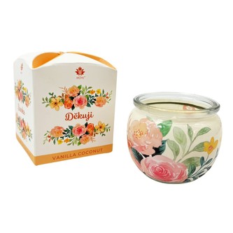 ARÔME Svíčka 90 g, ve skle a flower boxu, Děkuji, Vanilla Coconut