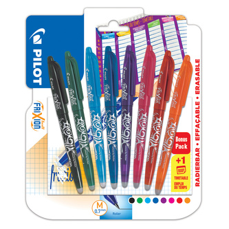 Pilot, Sada 8 ks Roller FriXion Ball 0.7, (M) střední, + rozvrh, blistr