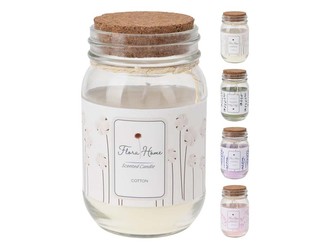 Svíčka ve skle 75X125mm vonná s korkovým víčkem, mix barev