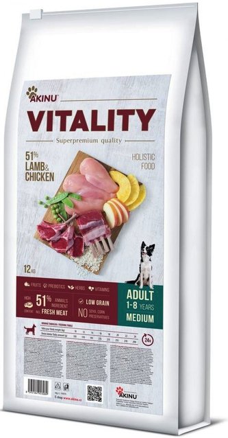 Akinu VITALITY pes dospělý střední - jehněčí a kuřecí maso 12kg