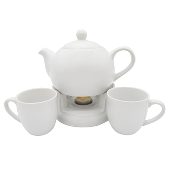 Konvice porcelán 1000ml s ohřívačem + 2 hrnky  WHITE