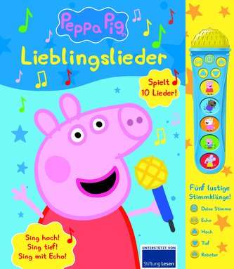 Peppa Pig - Lieblingslieder - Mikrofonbuch - Pappbilderbuch mit abnehmbarem Mikrofon mit 5 lustigen Stimmklängen und 10 Melodien