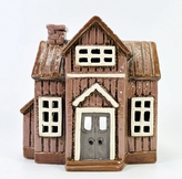 Keramický domek na čajovou svíčku, tmavě hnědý 16,5x10x16,5 cm