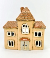 Keramický domek na čajovou svíčku, krémový 15,5x15x8 cm