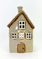 Keramický domek na čajovou svíčku, hnědý 16x9x9 cm