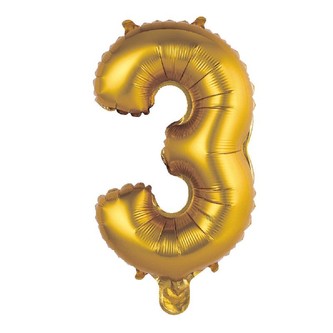 Nafukovací balonek číslice '3' zlatá, 35 cm