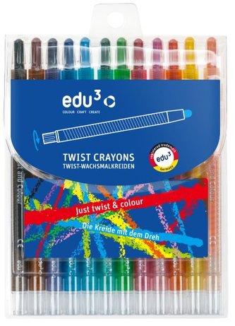 EDU3 Twist pastelky vysouvací PP12, 12 barev v plastovém pouzdru