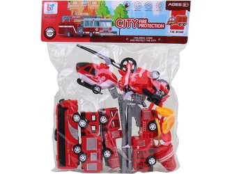 Dopravní prostředky a značení 12 ks, hasičské,  27 x 31 x 5 cm