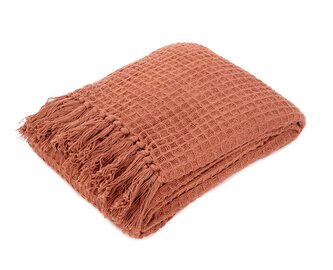 Pléd | VAFFEL | se střapci cihlově červená | 130x170 cm | 856865 Homla