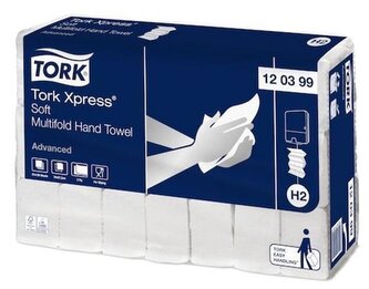 Papírové ručníky "Xpress Soft Multifold", bílá, skládané, 2vrstvé, H2 systém, 136 listů, TORK 120399 Papírové ručníky "Xpress Soft Multifold", bílá, skládané, 2vrstvé, H2 systém, 136 listů, TORK 120399
