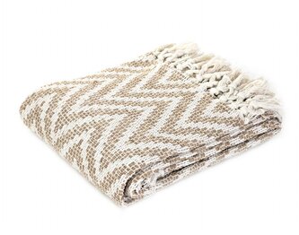 Pléd bavlna | GADO | v béžové barvě s třásněmi | 130x170 cm | 839974 Homla