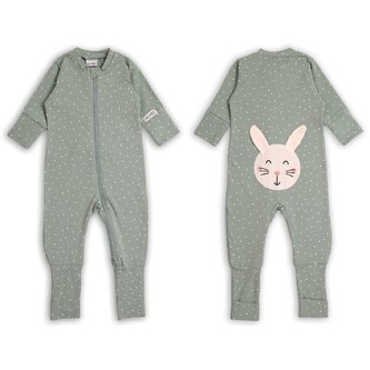 Moniel Dětský rostoucí overal Králík Dots mintová 56 1-3 měsíce