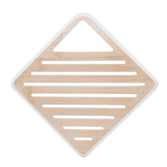 Podložka Pebbly, NBA234, pod hrnce, bambus, bílá hrana,  20 x 20 cm