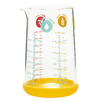 Odměrka Pebbly, PKM-0500J, skleněná, 0,5 l, odnímatelné silikonové dno, 8 x 8 x 15 cm