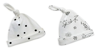 Dětské čepice 4-6 měsíců - sada dvou kusů tečky/Bloom