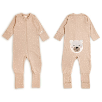 Moniel Dětský rostoucí overal Medvěd Dots béžová 92/98 1-2 roky